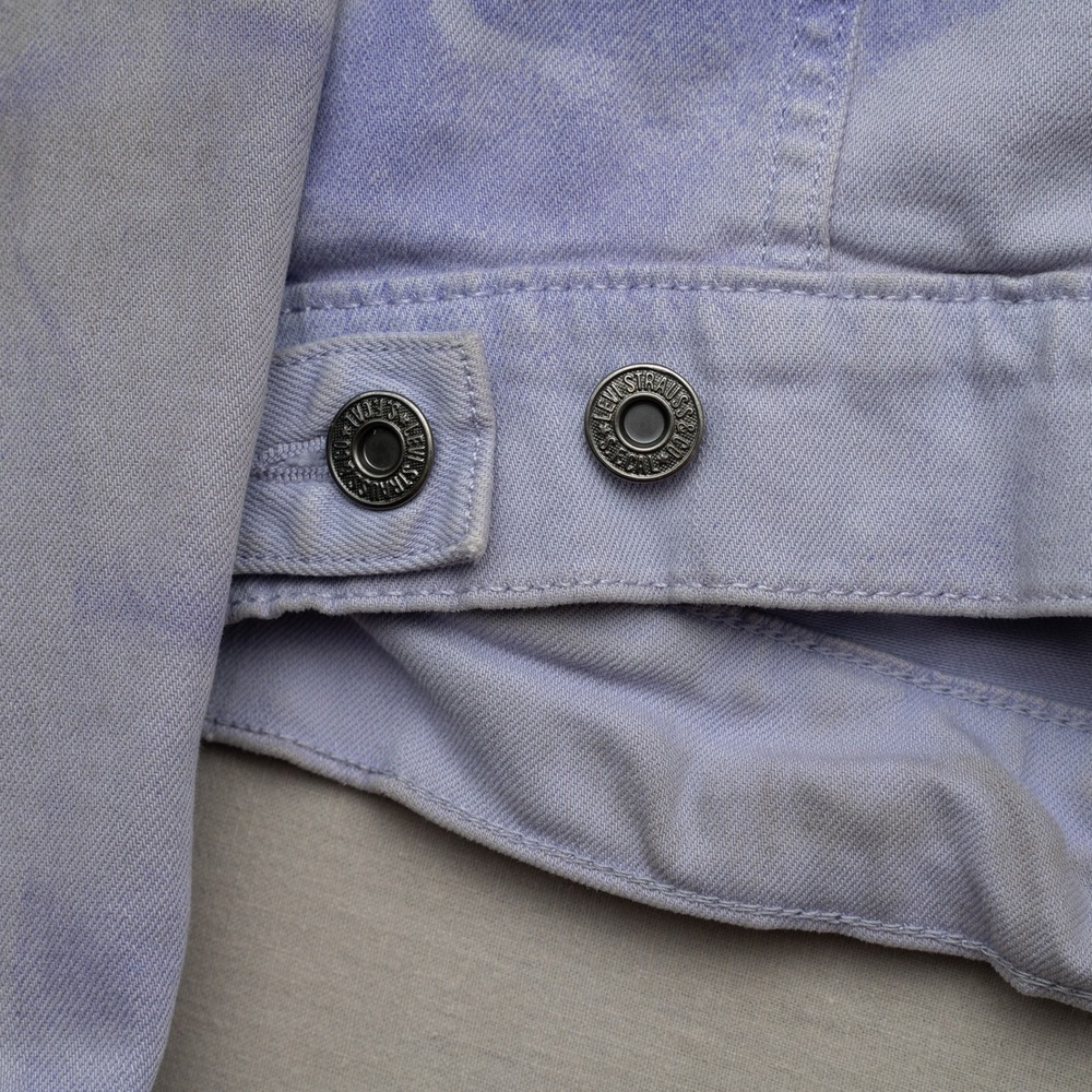 Y2k Levi's Denim Jean Jacket Womens M Lavender Tie Dye Trucker Cropped Style - Picture 8 of 8